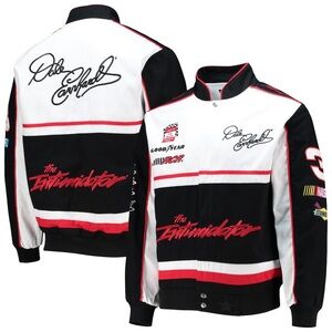 Dale Earnhardt JH Design Black/White Twill Uniform Full-Snap Jacket size large